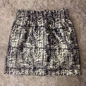 J. Crew Factory Pull On Gold Metallic & Black Holiday Mini Skirt Womens Size 4